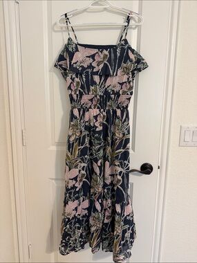 Vineyard Vines Wild Floral Midi Spaghetti Strap Dress